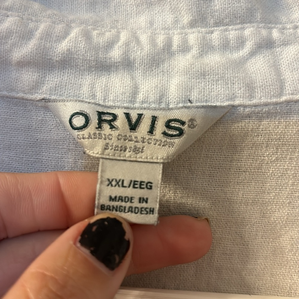 Orvis Linen Blend White Button Down Size Xxl - image 3